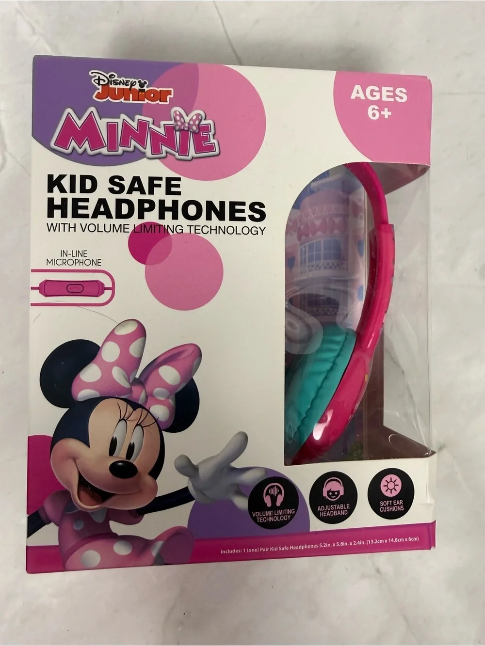 Disney Junior Minnie Kid Safe Headphones New Ages 6+